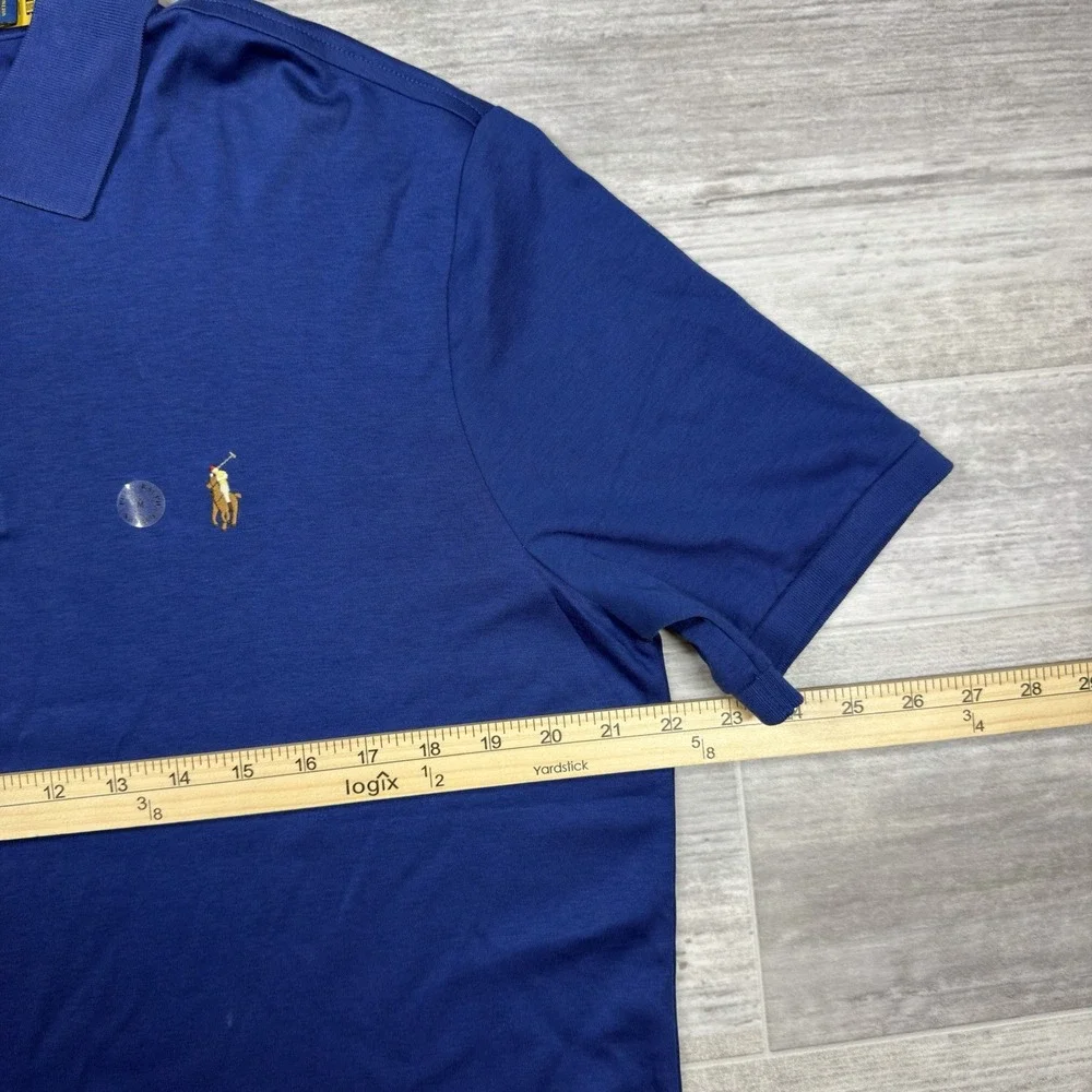 $118 Polo Ralph Lauren Polo Shirt Men's Medium Classic Fit Short Sleeve Blue New